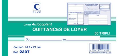 Manifold 'Quittances de loyer', 105 x 210 mm horizontal