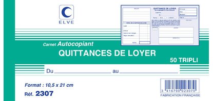 Manifold 'Quittances de loyer', 105 x 210 mm horizontal