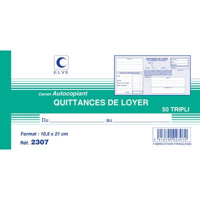 Manifold 'Quittances de loyer', 105 x 210 mm horizontal