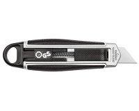 Cutter voor linkshandigen met trapeziumvormig lemmet zwart/zilver