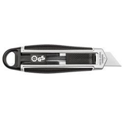 Cutter voor linkshandigen met trapeziumvormig lemmet zwart/zilver