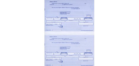 Ramette de traites normalisées, 2 par feuille