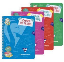 Mimesys cahier de textes reliure intégrale 17x22cm 144 pages grands carreaux couverture polypropylène Couleur aléatoire - Assortis