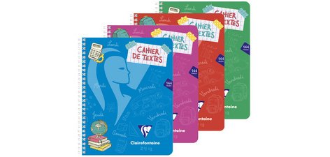 Mimesys cahier de textes reliure intégrale 17x22cm 144 pages grands carreaux couverture polypropylène Couleur aléatoire - Assortis