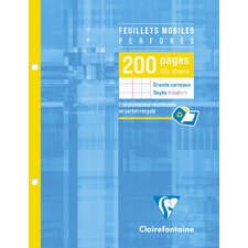 Feuillets mobiles, A4, séyès, 200 pages