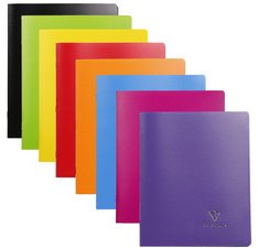 Cahier piqué Koverbook 17x22 cm 96 pages grands carreaux couverture polypropylène opaque 100% recyclé - Assortis