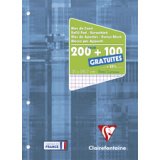 Bloc de cours encollé grand côté A4 200 pages détachables + 100 GRATUITES perforé 4 trous petits carreaux Bleu gris - Bleu gris