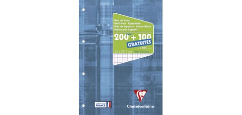 Bloc de cours, perforé, A4, quadrillé 5x5