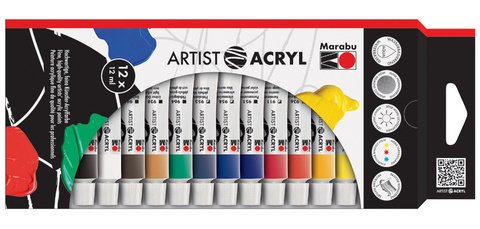 Set de peinture acrylique 'Artist Acryl', 12 x 12 ml
