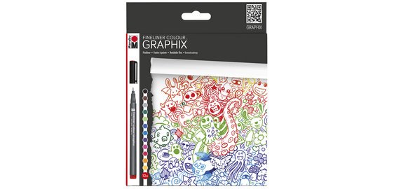 Fine felt-tip COLOUR GRAPHIX, 'DOODLE SUPREME', set of 12