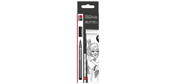 Feine Filzstifte 'GRAPHIX', schwarz, 4er Kartonetui,