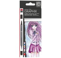 Aquarelstiften 'GRAPHIX' MA KE MANGA - etui van 6 stuks