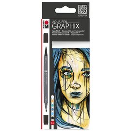 Aquarelstiften 'GRAPHIX' METROPOLITAN - etui van 6 stuks