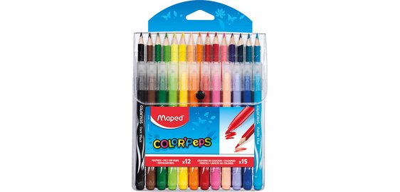 Maped Color'Peps paquet de combo 12 feutre de coloriage + 15 crayons de couleur