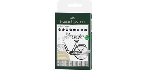 FABER-CASTELL ECCO PIGMENT Fiber-Tip Pen, set of 8, black