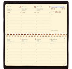 Quo Vadis - Agenda - Spiralé - 2026 - Planital S Prestige - Semainier Planning - Français - Impala - Noir - 12 mois et 1/2 de mi-décembre à décembre - 8,8x17 cm avec répertoire