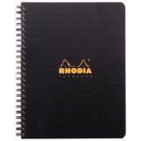 RHODIACTIVE Notebook wirobound 16x21cm 80sh. L + M micro perforated. 6 holes punched 90g, ruler+bookmarks - Black