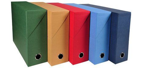 Boite de classement dos 120 mm papier toilé - Bleu foncé