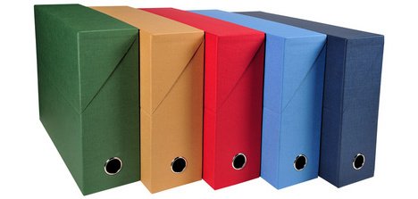 Boite de classement dos 120 mm papier toilé - Bleu foncé