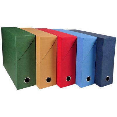 Boite de classement dos 120 mm papier toilé - Bleu foncé