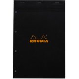 Gehefteter notizblock rhodia no.20 a4+, 80 blatt kariert 80g, 4-fach gelocht - schwarz