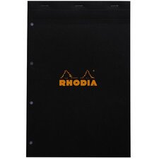 Gehefteter notizblock rhodia no.20 a4+, 80 blatt kariert 80g, 4-fach gelocht - schwarz