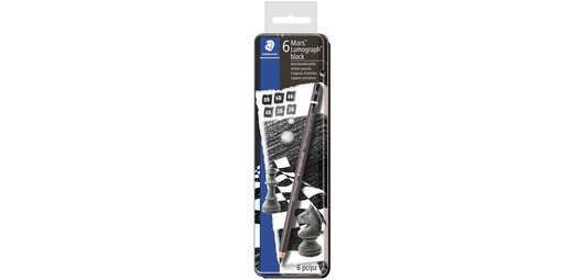 Crayon Mars Lumograph black, étui métallique de 6