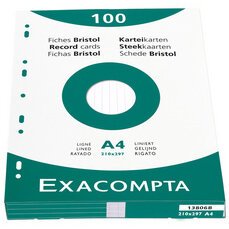 Étui de 100 fiches - bristol quadrillé 5x5 perforé 210x297mm - Couleurs assorties