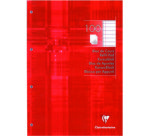 Bloc de cours encollé grand côté A4 200 pages détachables perforées 4 trous grands carreaux - Bleu