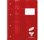 Cahier reliure intégrale A4+ 160 pages détachables perforées 4 trous petits carreaux + marge pleine à droite - Rouge
