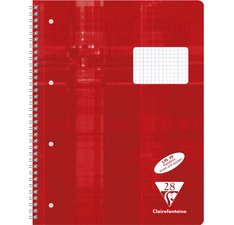 Cahier reliure intégrale A4+ 160 pages détachables perforées 4 trous petits carreaux + marge pleine à droite - Rouge