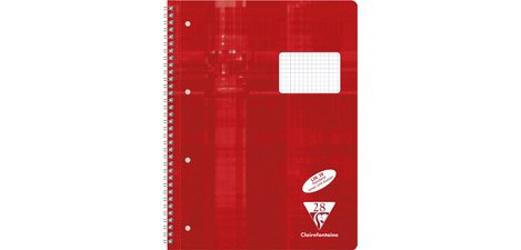 Cahier reliure intégrale A4+ 160 pages détachables perforées 4 trous petits carreaux + marge pleine à droite - Rouge