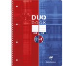 Duo Book cahier reliure intégrale A4+ 80 pages petits carreaux + 80 pages lignées détachables perforé 4 trous Rouge/Bleu - Bleu/rouge