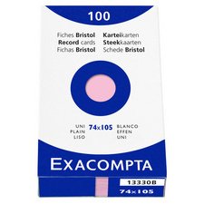 Pk 100 Exa Record Cards A7 White Blank - White