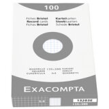 Fiche bristol 125 x 200 mm unie blanche non perforée Exacompta - Boîte de 100