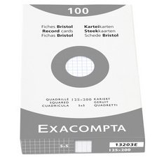 Pk 100 Exa Record Cards 125/200 White - White