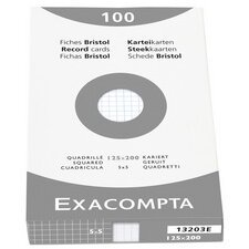 Pk 100 Exa Record Cards 125/200 White - White