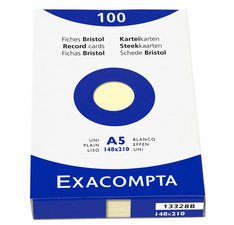 Exacompta, Karteikarten A5 kariert, Faltschachtel mit 100 Stück - Weiß