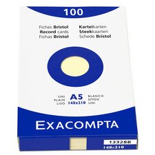 Pk 100 Exa Record Cards 125/200 Sq White - White