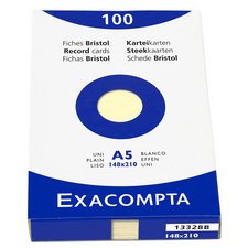Étui de 100 fiches - bristol quadrillé 5x5 non perforé 148x210mm - Jaune