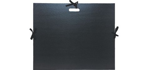 Carton à dessin kraft noir vernis avec rubans et poignée 59x72 cm - Pour format raisin - Noir