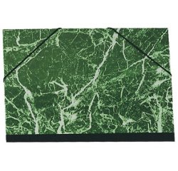 Carton à dessin papier marbré verni avec élastiques 37x52 cm - Pour format 1/2 raisin - Vert