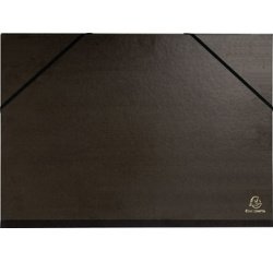 Zeichenmappe mit Gummizug für Format DIN A4 Überbreite, Kraft schwarz, 26x33cm - Schwarz