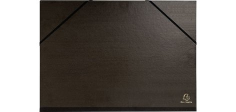 Zeichenmappe mit Gummizug für Format DIN A4 Überbreite, Kraft schwarz, 26x33cm - Schwarz