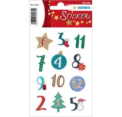Stickers kerst DECOR cijfers adventskalender