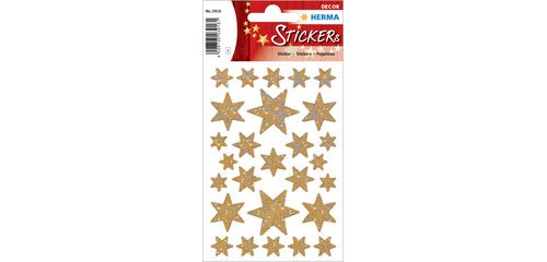 Christmas Sticker DECOR 'stars', gold, iridescent film
