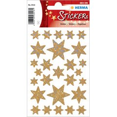 Stickers kerst DECOR 'sterren' goud iriserende folie