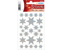 Sticker de Noël DECOR 'étoiles', argent, film irisé