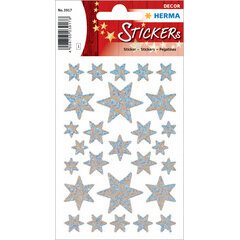 Stickers kerst DECOR 'sterren' zilver iriserende folie
