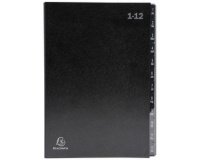 Trieur rigide Economique Ordonator 12 compartiments numériques - 24x34cm - Noir